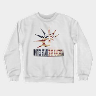 vintage statue of liberty Unated States Of America Vintage American Flag, 4th Of July Crewneck Sweatshirt